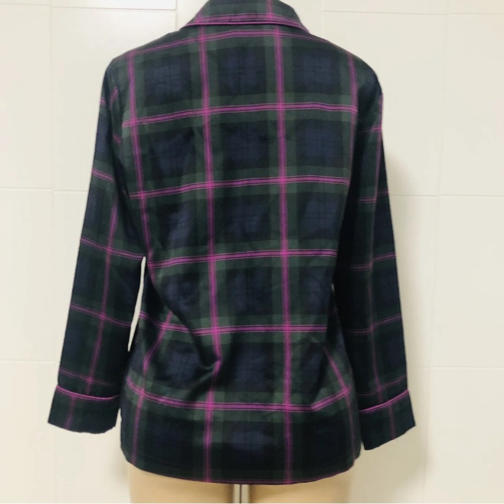 Lauren by Ralph Lauren Womens Size Small Purple Green Plaid Sleepwear Shirt..